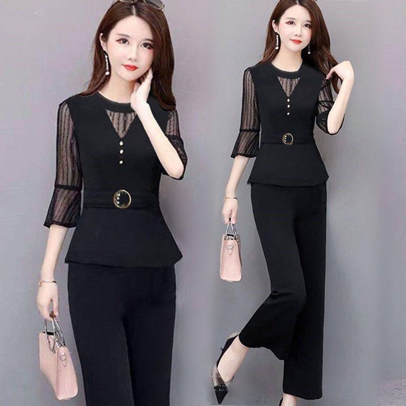 Fashion Suit for Women in Spring, Autumn and Summer New High-End Clothing for Short People, Slimming Look and Flesh-Covering Thin Two-Piece Women's Clothing
