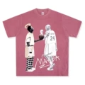 Washed rose red short sleeves