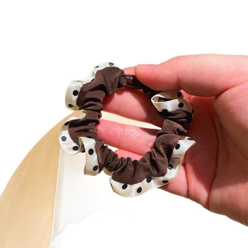 Fresh and Simple Polka Dot Lace Hair Tie Versatile High Elasticity Ponytail Hair Rope Elegant Bun Hair Rope