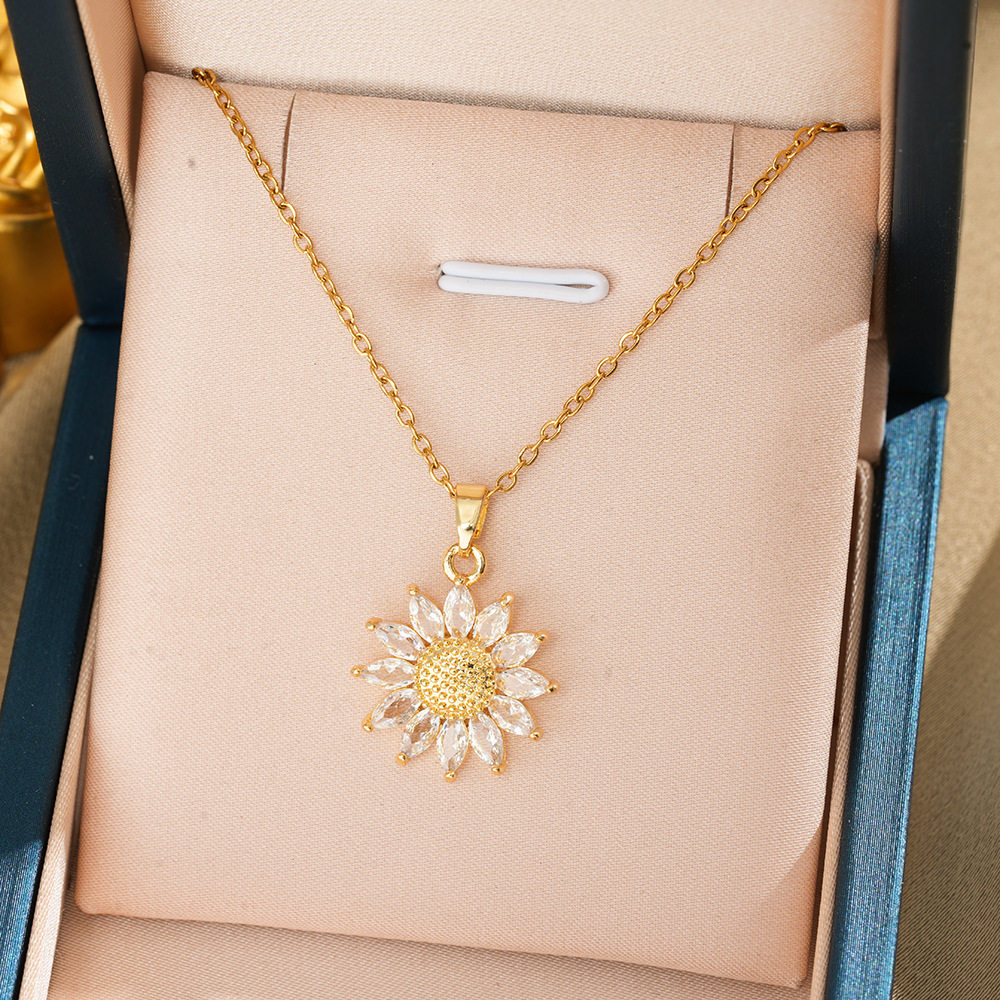 143 ひまわりネックレス-ゴールド