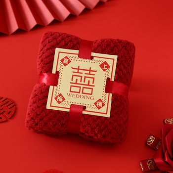 Wholesale coral fleece pineapple wine red word with gift square card wedding gift shop creative gift towel