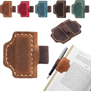 Spot Retro Cowhide Magnetic Bookmarks Can Be Laser Engraved Magnetic Bookmark Pen Clip Magnetic Page Divider Pen Insert