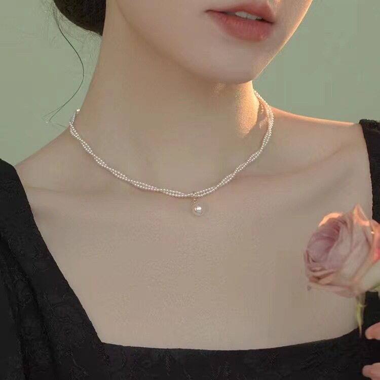 Shijia Ultra-Fine Pearl Necklace for Women 2024 New Double-Layered Clavicle Chain Accessible Luxury Elegant High-End Necklace