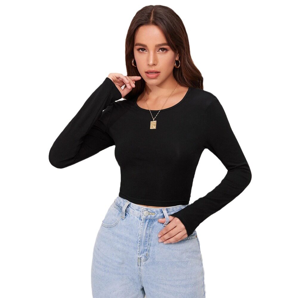 Womens Slim Fit Long Sleeve T Shirt High Stretch Versatile Trendy Design Autumn Winter Fashion Wholesale Available