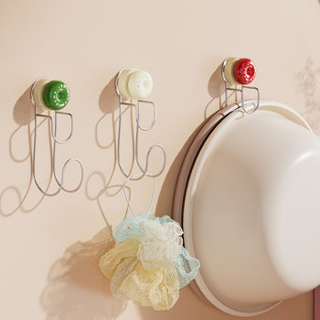 [Heartmade]Suction Cup Basin Storage Rack Hook Bathroom Toilet Basin Holder Wall-Mounted No-Drill Bracket