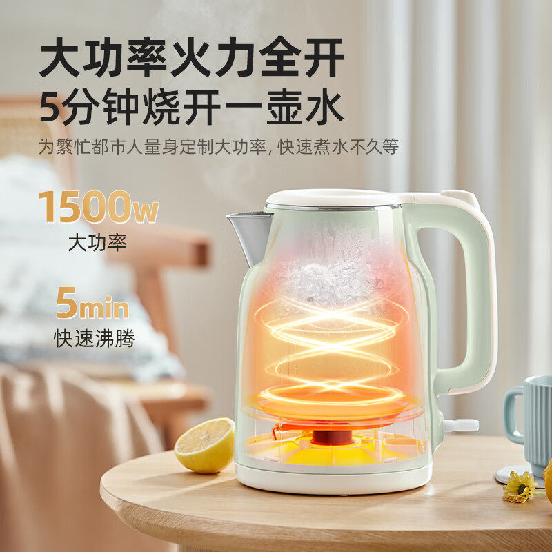 Bear Brand Rapid Electric Kettle for Home and Office Use, 1.5 Liters, Small Size for 1-3 People, Stainless Steel, Special Price Kettle