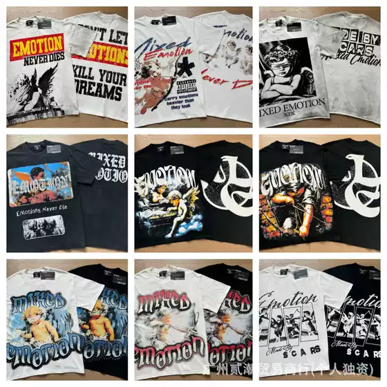 2026 Spring American-Style Trendy Brand Emotion Series Fashion Short-Sleeve Loose Printed Rhinestone Men's Cotton T-Shirt Cross-Border Trade