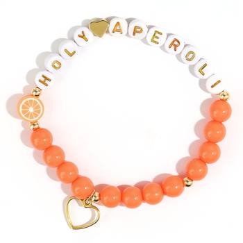 Back-To-School Season Acrylic Bracelet Heart Pendant Crown Pearl Women's Gift Bracelet Orange Slice Letter Bracelet