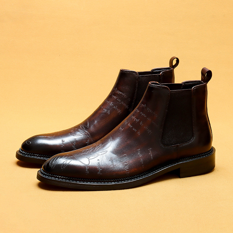 (Mới) Mã L0670 Giá 2640K: Boot Cổ Thấp Nam Faente Mũi Nhọn Họa Tiết Hoa Giày Dép Nam Chất Liệu Da Bò G06 Sản Phẩm Mới, (Miễn Phí Vận Chuyển Toàn Quốc).