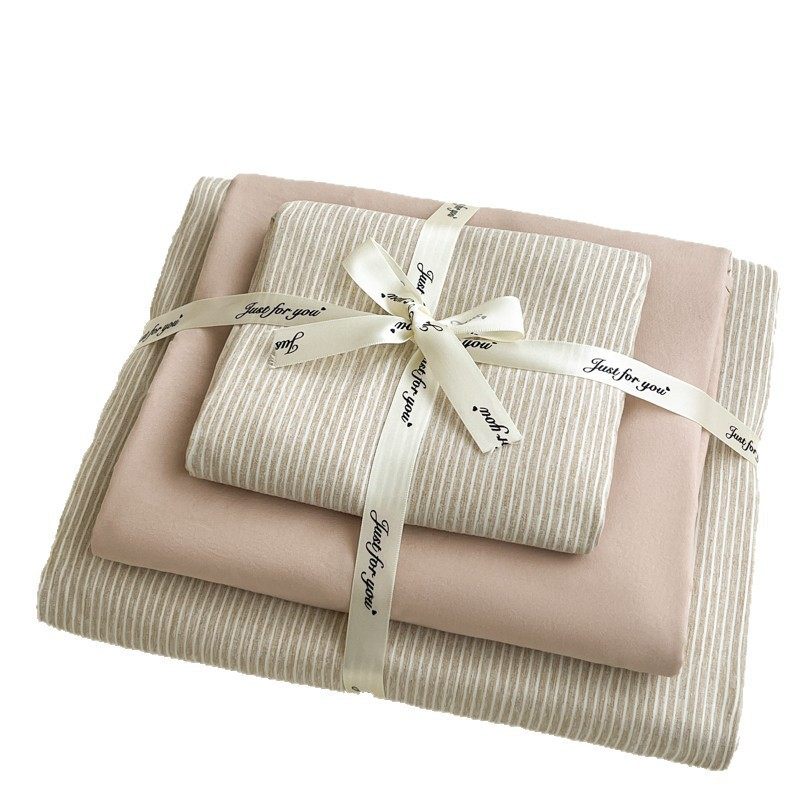 Class a Unprinted Style Pure Cotton Four-Piece Set Washed Cotton Quilt Cover Bed Sheet Cotton Student Dormitory Three-Piece Bedding Set