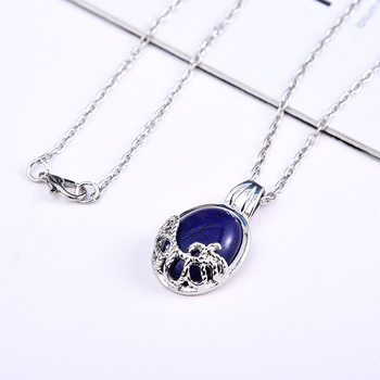 European and American Film and Television Peripheral Vampire Diary Anti-Daylight Silver-Plated Catherine Natural Stone Necklace Factory Direct Supply Wholesale