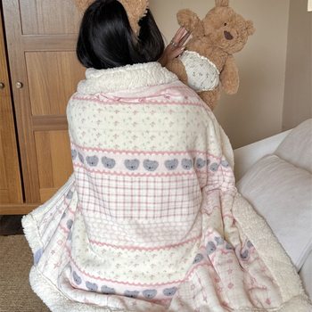 Thickened Lamb Velvet Blanket Winter Office Shawl Nap Blanket Student Dormitory Coral Velvet Sofa Blanket