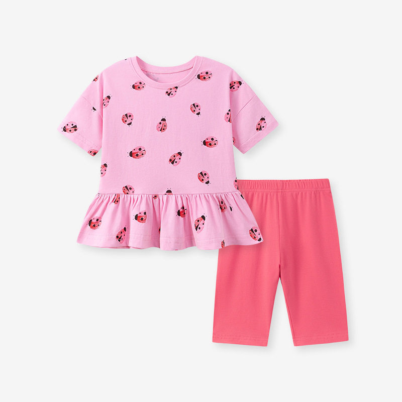 Girls' Summer Short-Sleeve Set, Cute Baby Two-Piece Outfit, Style Kids' Wear