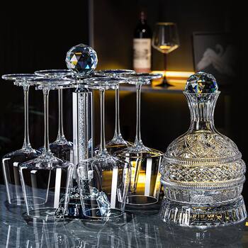 Light Luxury High-End Burgundy Red Wine Glass Home Living Room Tall Wine Glass Decanter Set European Style