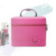 Bow solid color PU leather hard cosmetic bag large capacity portable cosmetic case wholesale portable cosmetic storage box