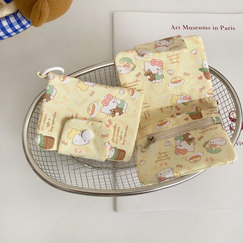 New Cute Cat Card Holder Multi-Layer Coin Purse Canvas Headphone Bag Carry-On Bag Multi-Functional Storage Card Holder Pendant