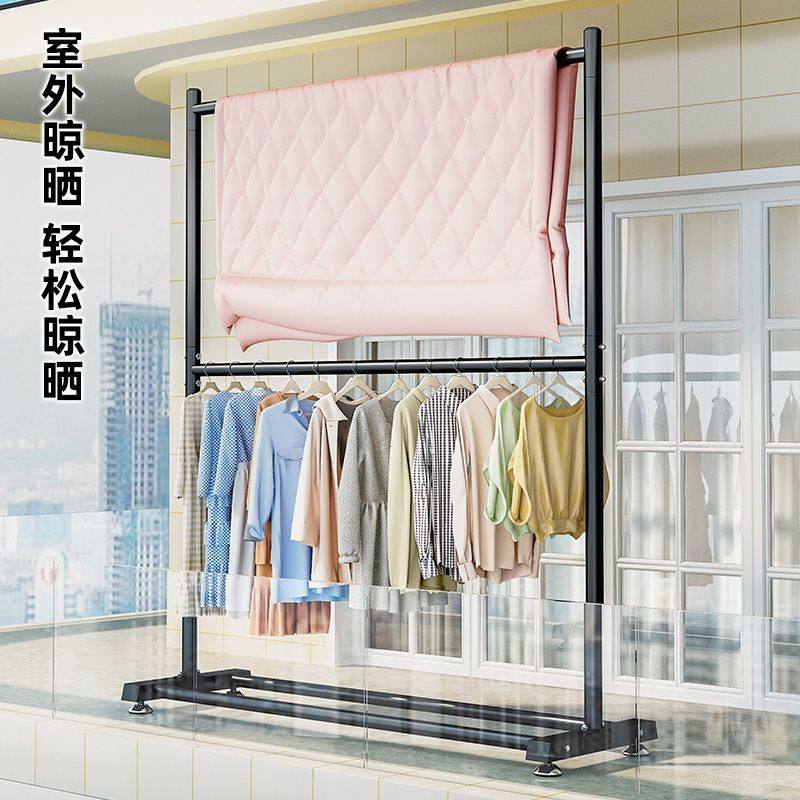 Double-layer Drying Rack Floor Vertical Bedroom Household Drying Rack Dormitory Drying Rack Storage Simple Coat Rack