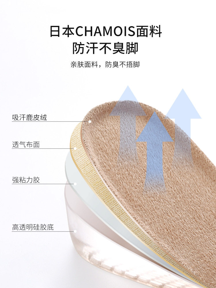 Invisible Height Increasing Insoles for Women High Elastic Super Soft Not Tired Feet Silicone Height Increasing Half Pad Breathable Comfortable Inner Height Increasing Insoles for Men