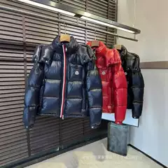 Foreign Trade Mengjia Color-Striped Cotton Jacket with Hood and Double Zipper, Men's down Jacket, Celebrity Style, Warm and Cold-Resistant