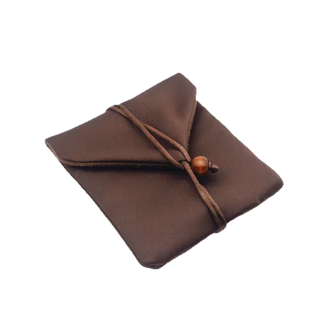 In-Stock Wholesale Satin Imitation Leather Traditional Box Velvet Ring Box Jewelry Accessory Coffee-Colored Storage Bag