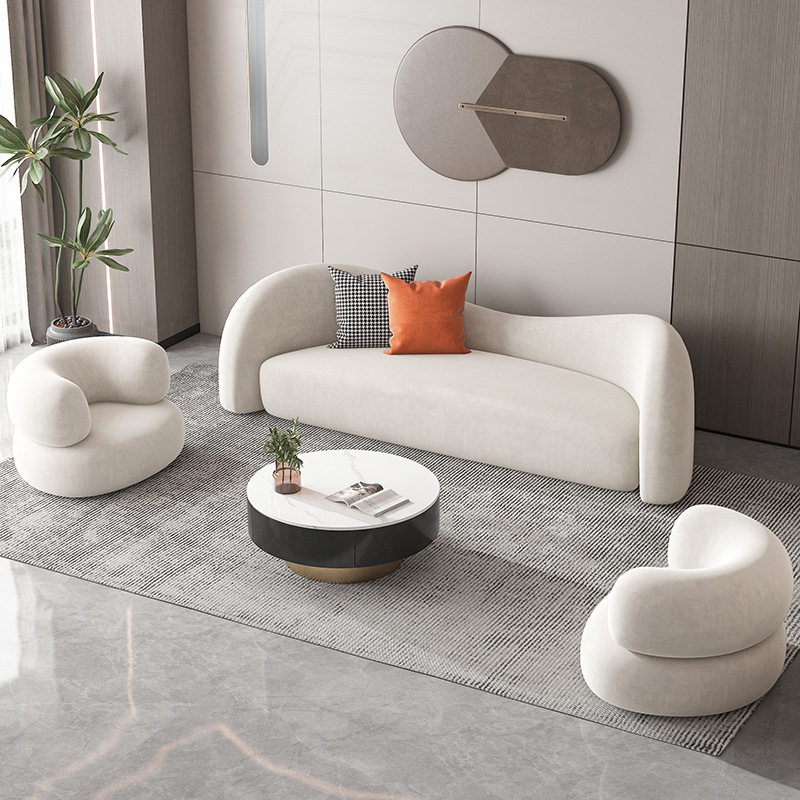 北欧轻奢沙发椅单人羊羔绒旋转沙发卧室咖啡厅酒店售楼部洽谈沙发