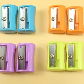 Student multicolor small round hole pencil sharpener stationery compasses suit special