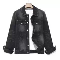 2024 autumn and winter trendy washed tight fitting male god personality nightclub fashion rainbow D2 denim jacket for men