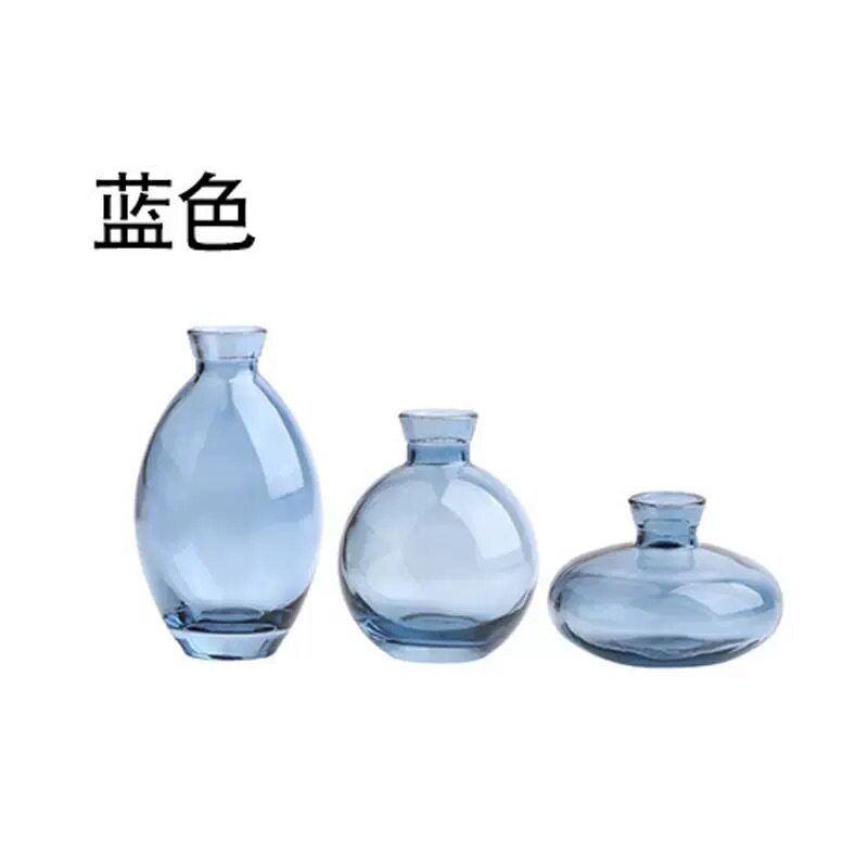 跨境热销复古玻璃花瓶插画高级感香薰瓶 透明ins风摆件小花瓶套装