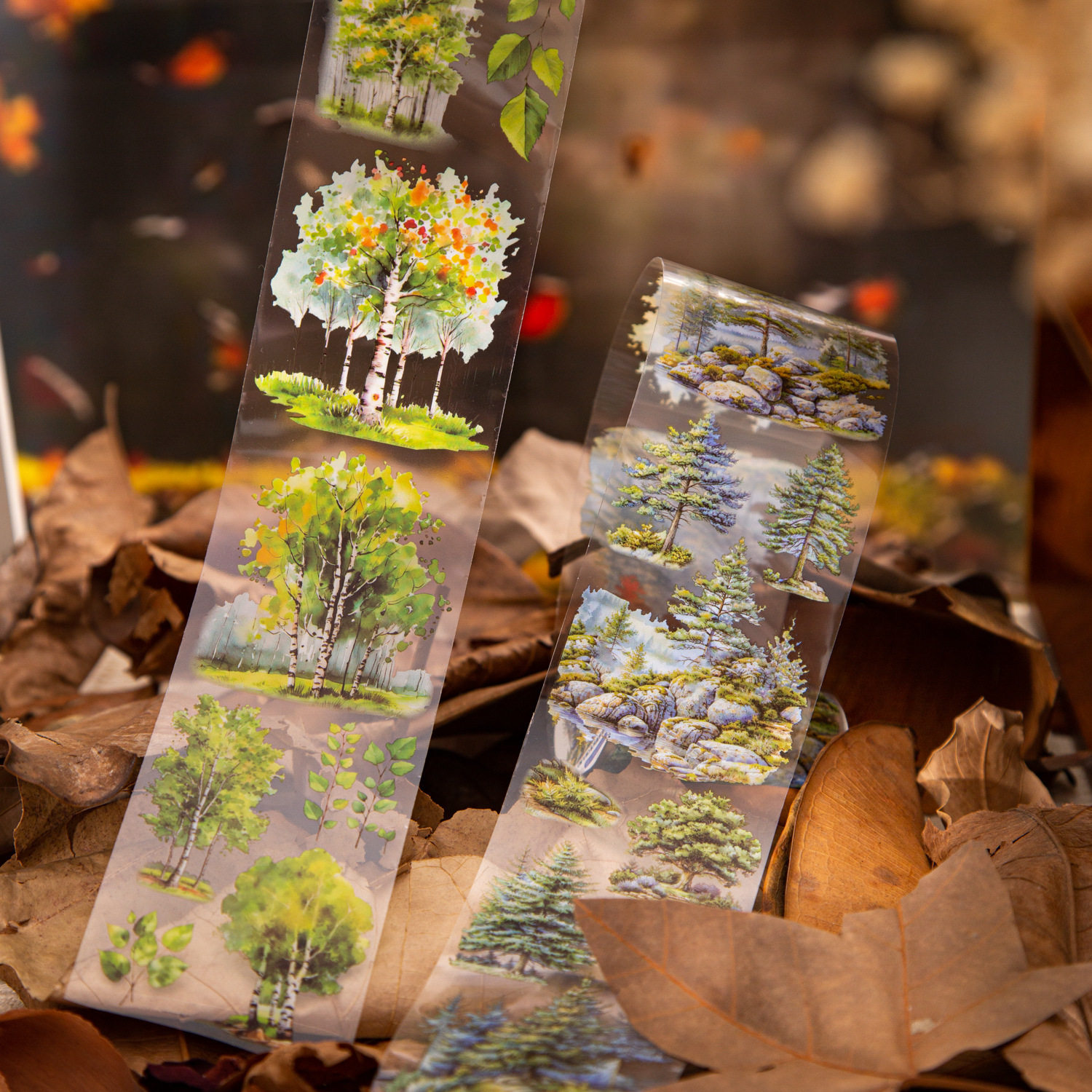 Tree and Forest Series Beautiful Day Tape Tree Forest Landscaping Handbook Material Recycling Stickers 6 Styles