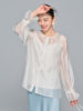 [Zhihetao]New Chinese Style Light National Style Soft Gauze Round Neck Long Sleeve Women's 2025 Autumn High-End Versatile Top