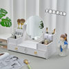 Rotating Makeup Mirror Storage Rack Drawer Type Desktop Large Capacity Jewelry Box Desktop Cosmetic Storage Box Advanced Sense