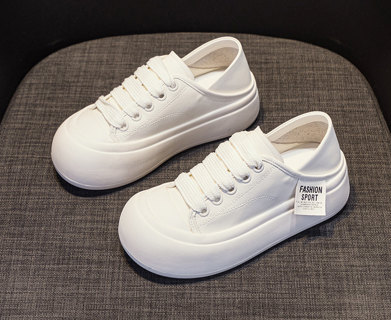 Giày sneaker nữ mũi tròn đế dày phối dây buộc — M 2378m màu, M2378 màu be