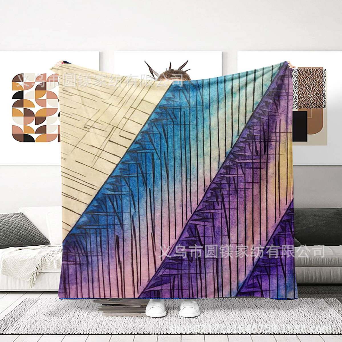 Modern Casual Casual Printed Four Seasons Casual Flannel Blanket, Lunch Break Blanket, Air Conditioning Blanket