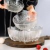 Japanese-Style Glass Glacier Fruit Plate for Home Living Room Light Luxury Snack Basket Display Fruit Plate Salad Bowl Set