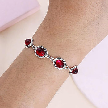 European and American Fashion Retro Dark Inlaid Gemstone Bracelet Niche Personality Gothic Splicing Exquisite Hand Jewelry Wholesale