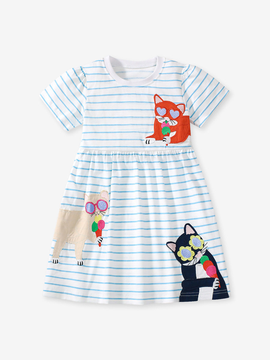 Source Factory Supply, New Cotton Short-sleeve Kids' Dress, Summer Girls' Short-sleeve Dress
