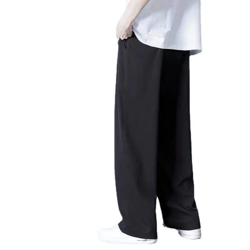冰丝直筒裤子男士夏季薄款速干男裤潮牌夏天垂感阔腿运动休闲长裤