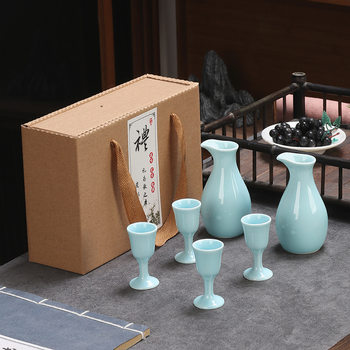 Ceramic wine set two pots and four cups cocktail party e-commerce wine dispenser hot wine pot white wine glass goblet spirit glass