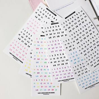 Curry Sisi Basic Digital Material Sticker Domestic Joker DIY Goo Card Decorative Sticker Date Daily Sticker