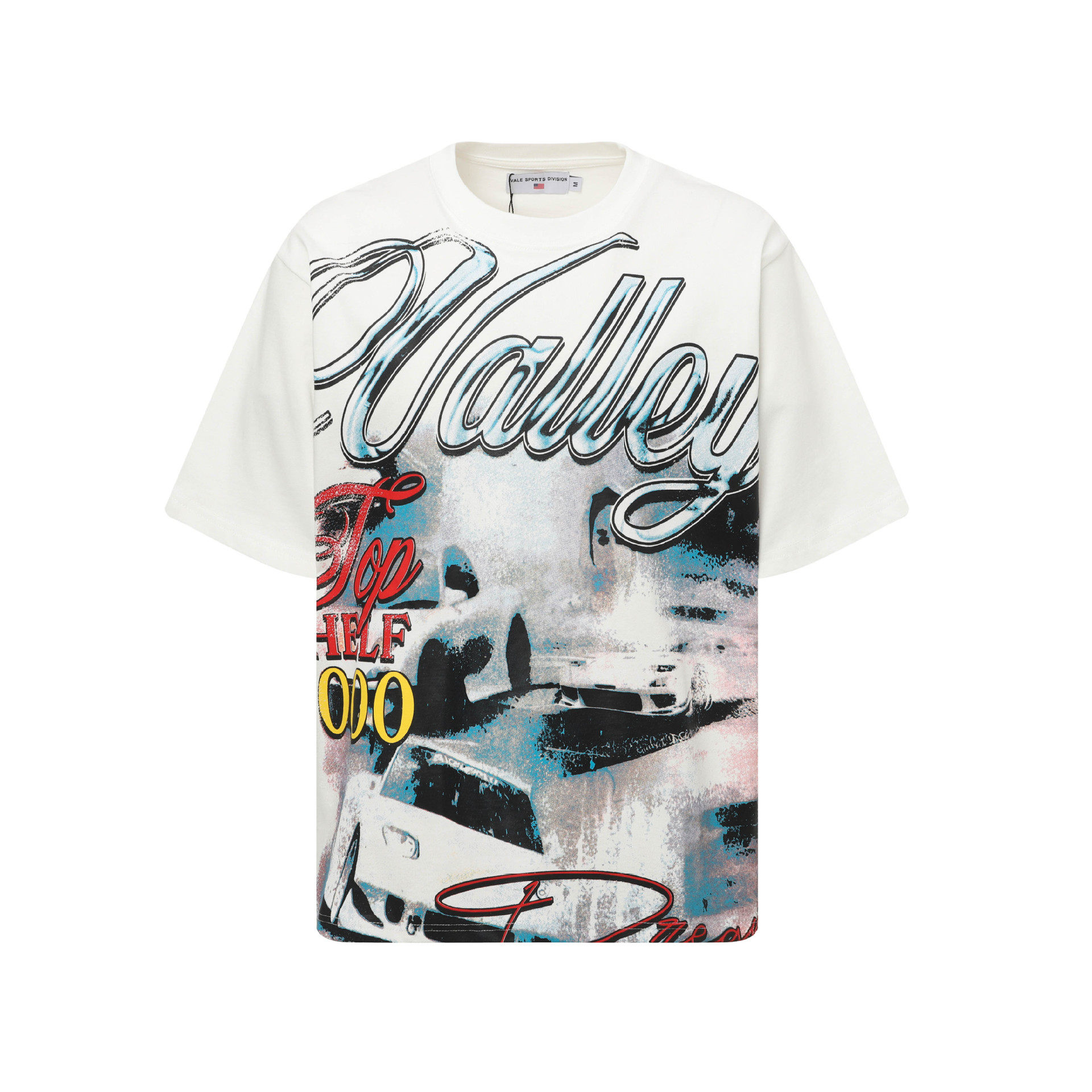 American fashion VALLEY water washes old short sleeves, hip-hop street T-shirts.