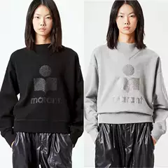 24 New Winter Models of European and American Niche Classic Style Logo Glitter Print Half-High Collar Women's Cotton Stand-Up Collar Sweatshirt