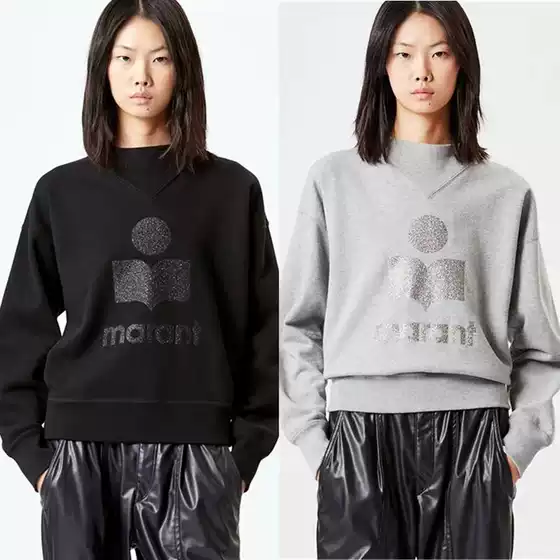 24 New Winter Models of European and American Niche Classic Style Logo Glitter Print Half-High Collar Women's Cotton Stand-Up Collar Sweatshirt