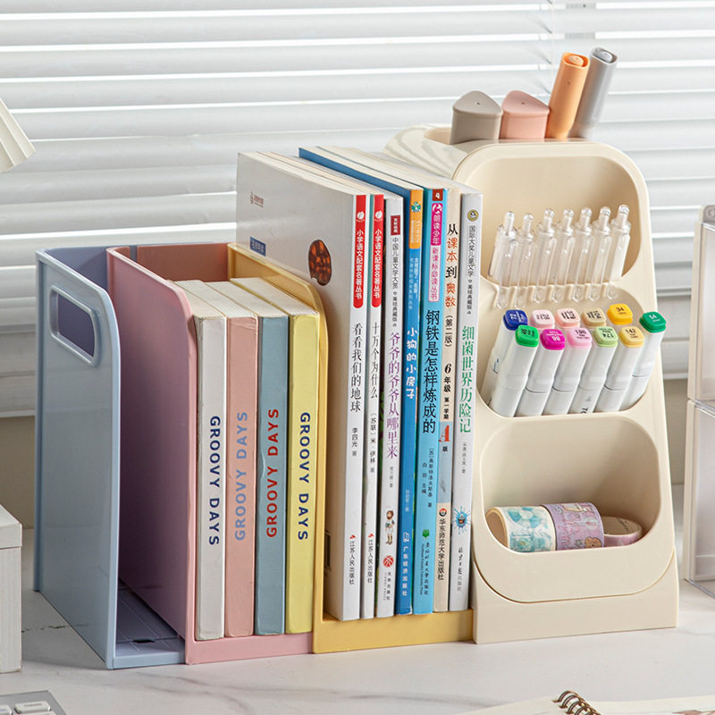 Desktop Storage Box Drawer-Type Multi-Functional Telescopic Bookshelf Student Desk Stationery Sundries Book Organization Storage Rack