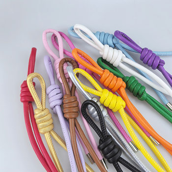 Simple DIY Solid Color Lanyard Dopamine Miu Style Core-Wrapped Leather Rope Braided Rope Phone Charm Strap