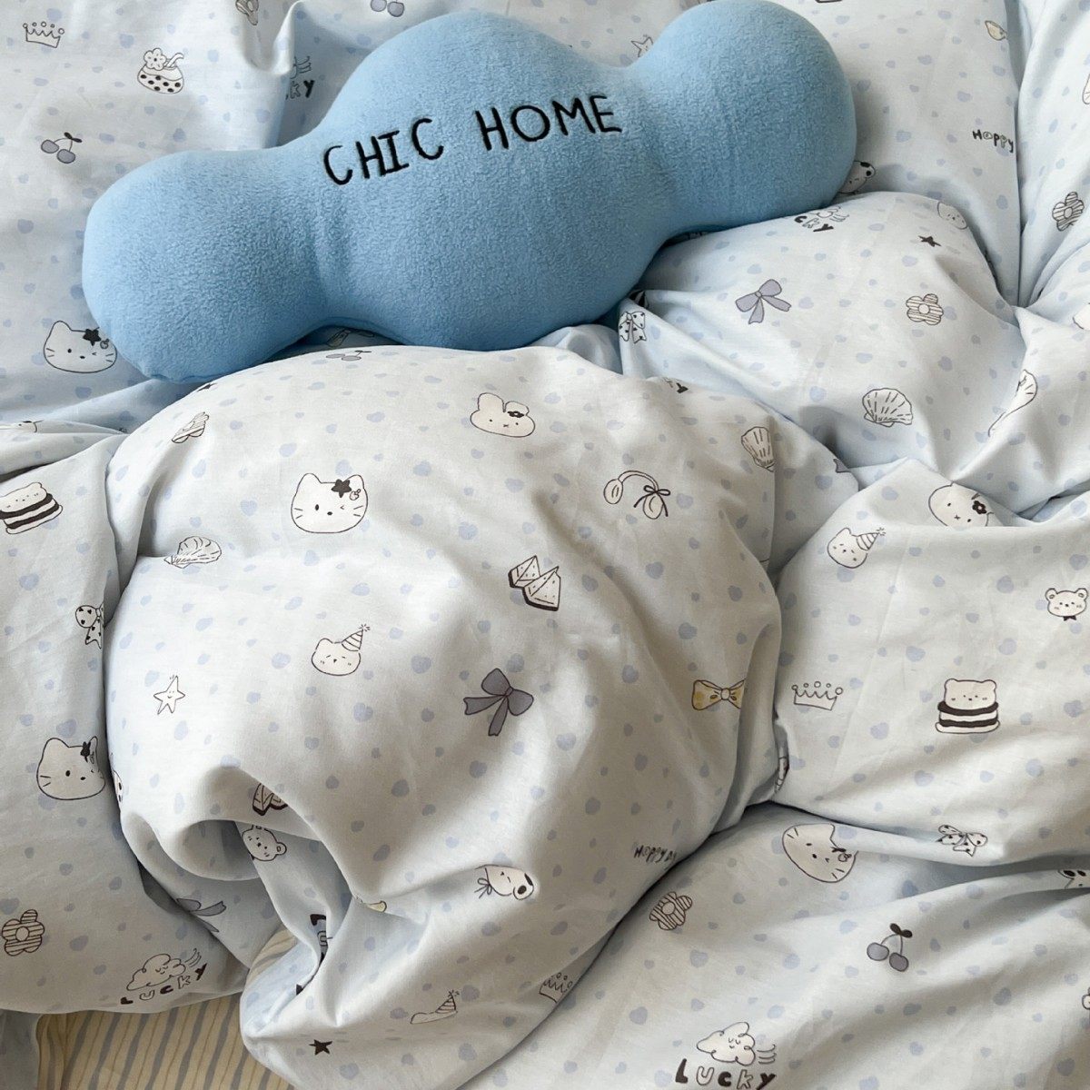 Cute Four-Piece Bedding Set, Pure Cotton, 2025 New Style, Bed Sheet, Duvet Cover, Quilt Cover, Fitted Sheet, Three-Piece Set for Student Dormitory