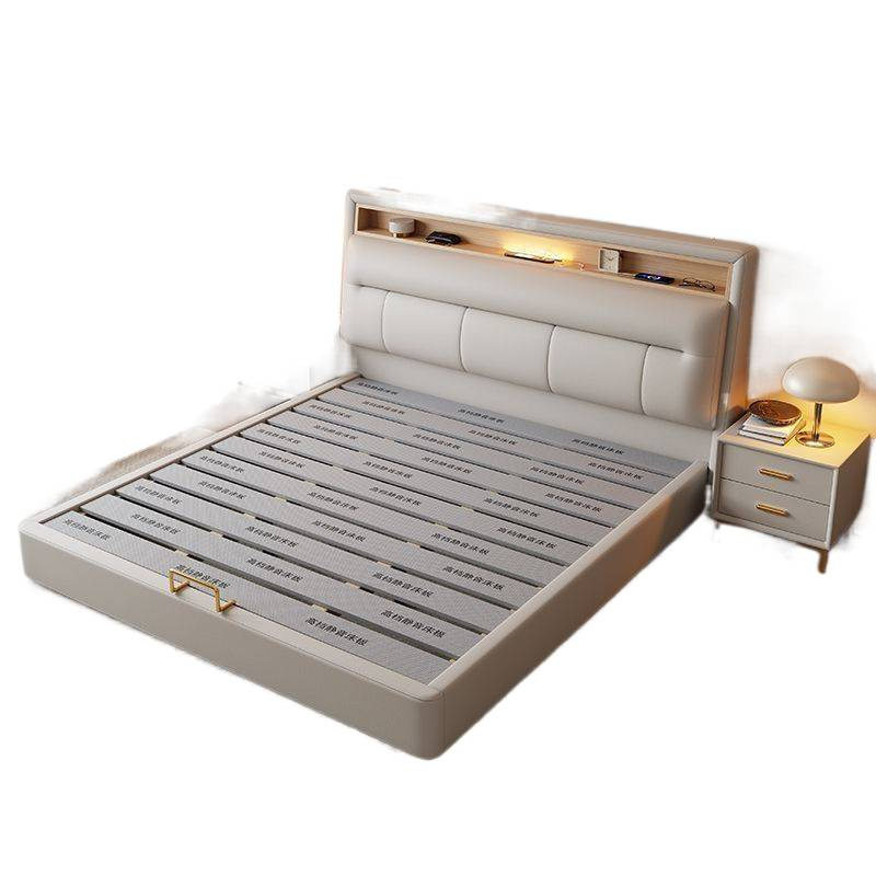 Home Modern Minimalist Bed Home Double Master Bedroom Soft-Packed Edge Small Apartment Multi-Functional Storage Wedding Bed