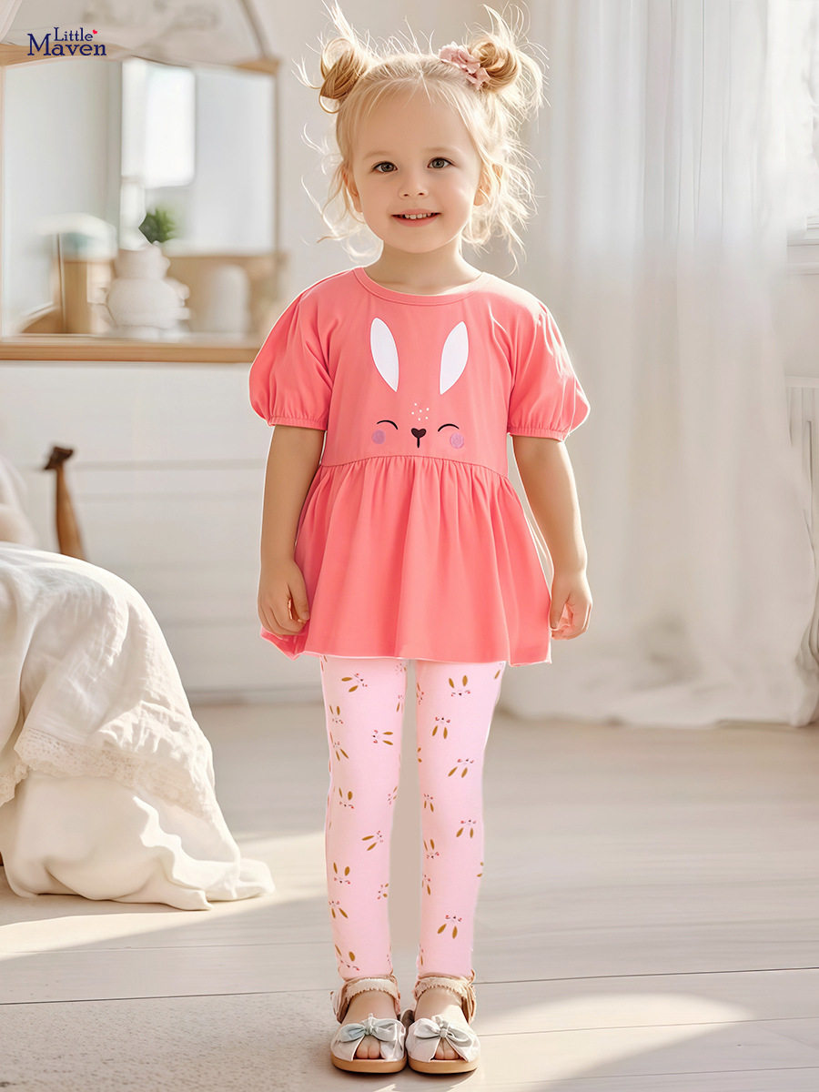 Pakaian Anak Baru Tahun, Set Anak Perempuan Katun, Set Anak Kelinci Kartun