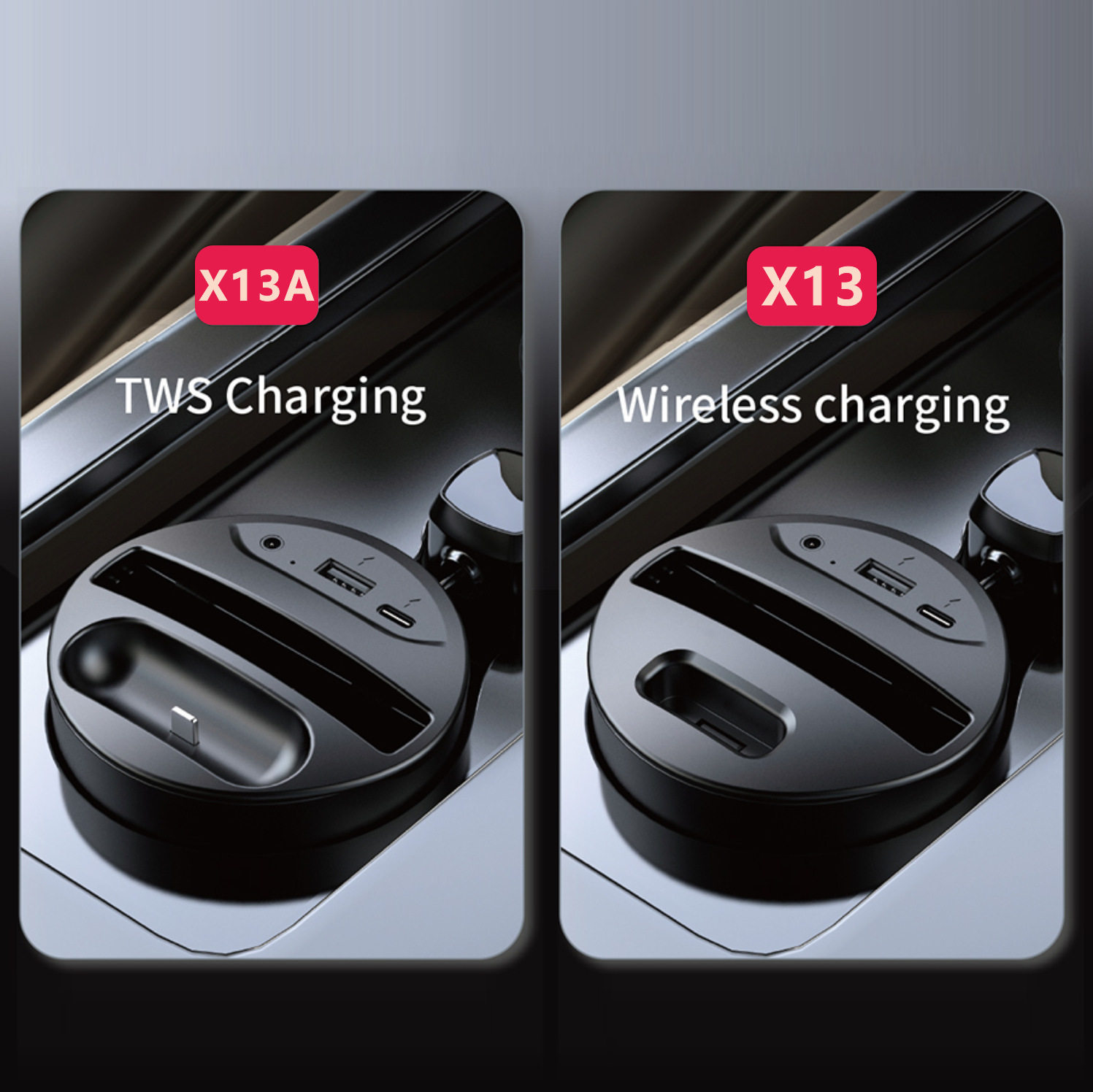 X13 car water cup wireless charger Apple mobile phone AirPods headset USB direct charging three-in-one fast charging