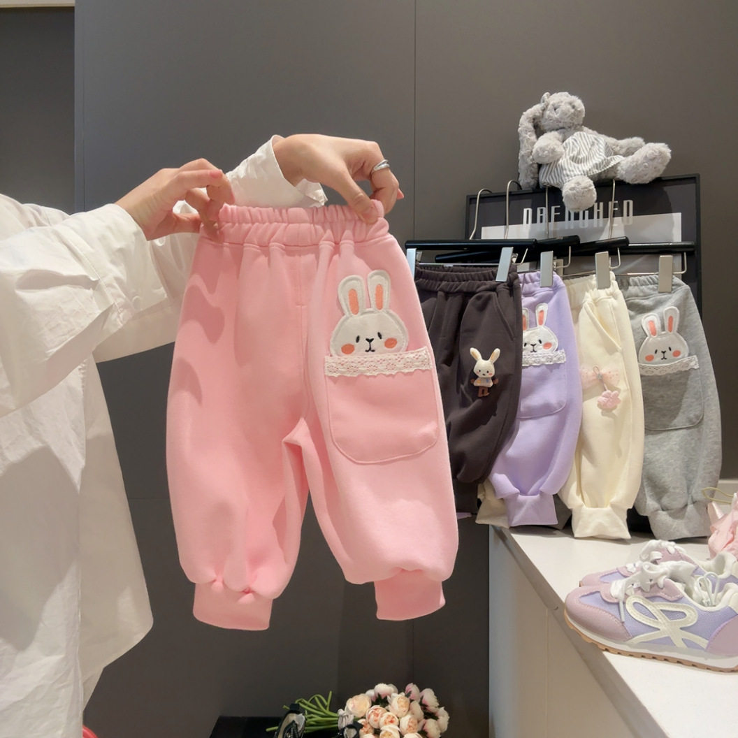 Baby Girl Sports Pants, New Spring Style, Versatile Casual Trousers for Big Girls, Infant Outerwear Long Pants