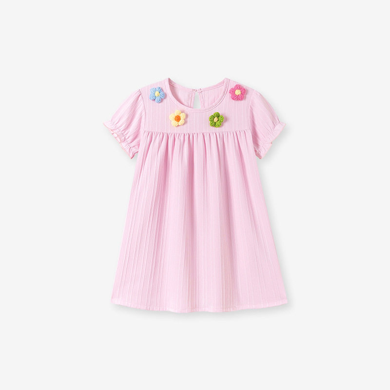 Kids' Dress Wholesale, Summer Short-sleeve Girls' Dress, [Style] Cute Floral Kids' Dress
